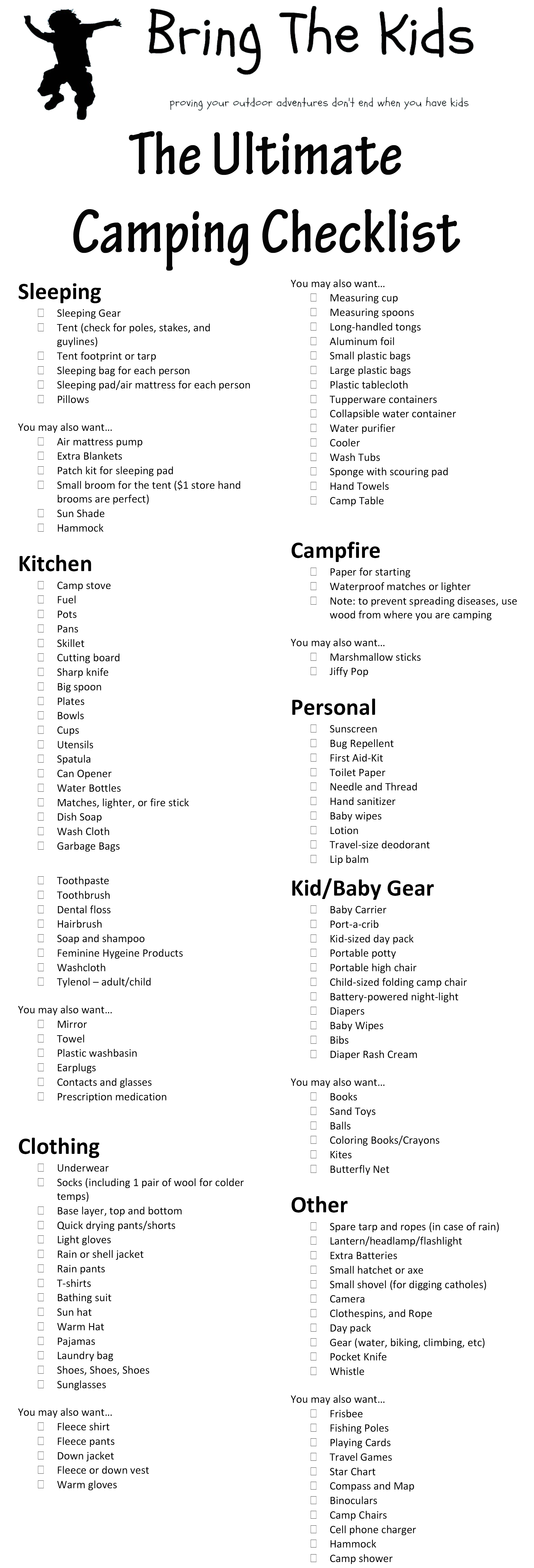 Camping Printable Checklist
