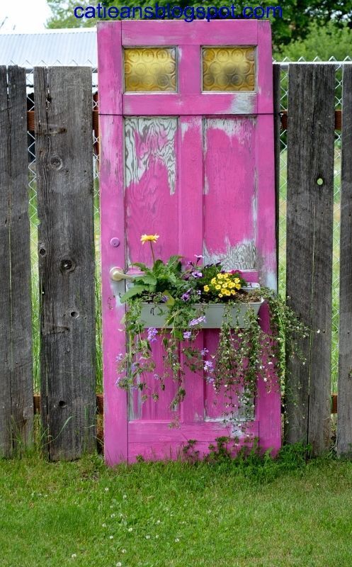 Repurposed Old Door As A Flower Planter Pictures, Photos, and Images
