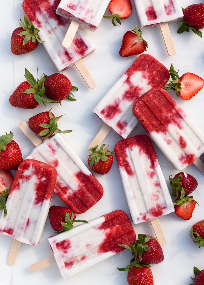 Roasted Strawberries And Cream Popsicles Pictures, Photos, and Images
