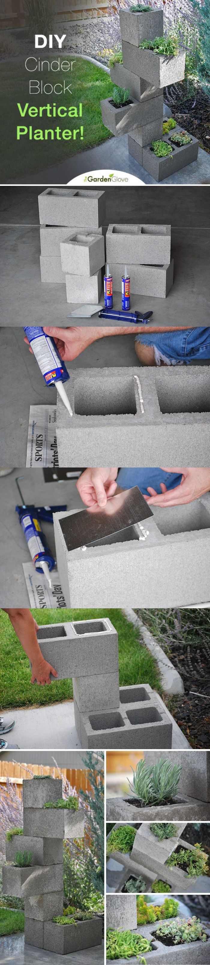 DIY Cinder Block Vertical Planter Pictures, Photos, and Images for