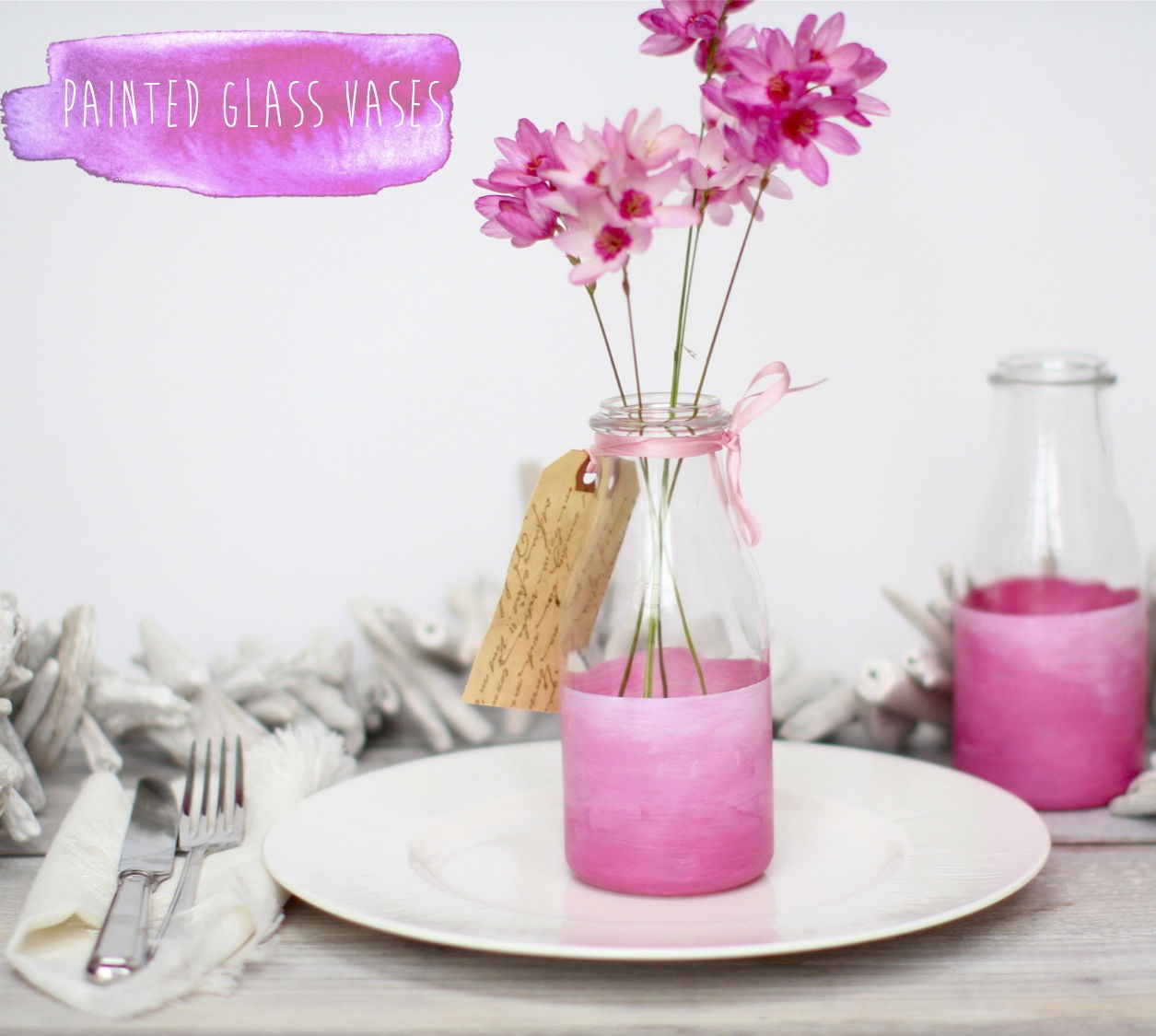 Ombre Pink Painted Bottle Vases Pictures, Photos, and Images for
