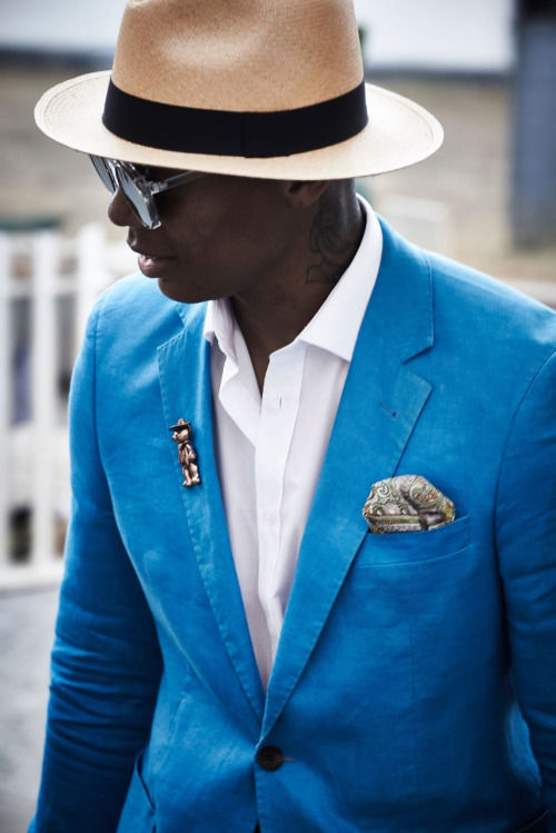 Light Blue Blazer With Straw Hat And Shirt Pictures, Photos, and Images
