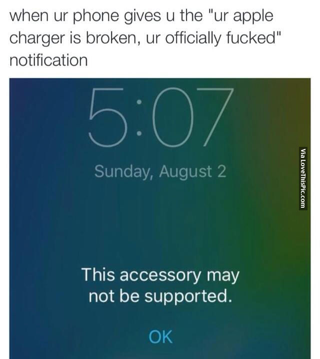 When Your Phone Lets You Know Your Charger Is Broken And You Are