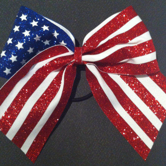 Glitter American Flag Cheer Bow Pictures, Photos, and Images for