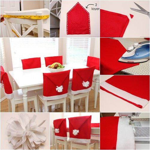 red santa hat chair covers