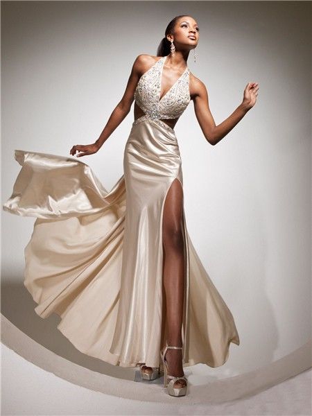 Silk Champagne Halter Dress Pictures, Photos, and Images for Facebook, Tumblr, Pinterest, and 