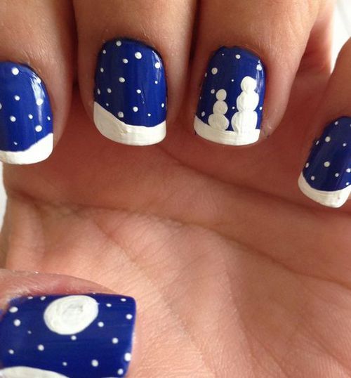 Winter Nails Blue White