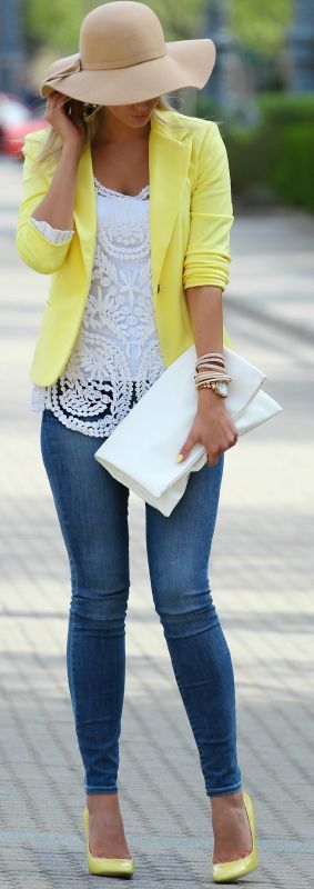 yellow blazer with jeans