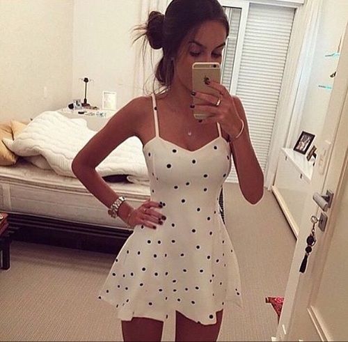 polka dot dress white and black