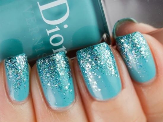 Orange and Turquoise Glitter Nails - wide 1