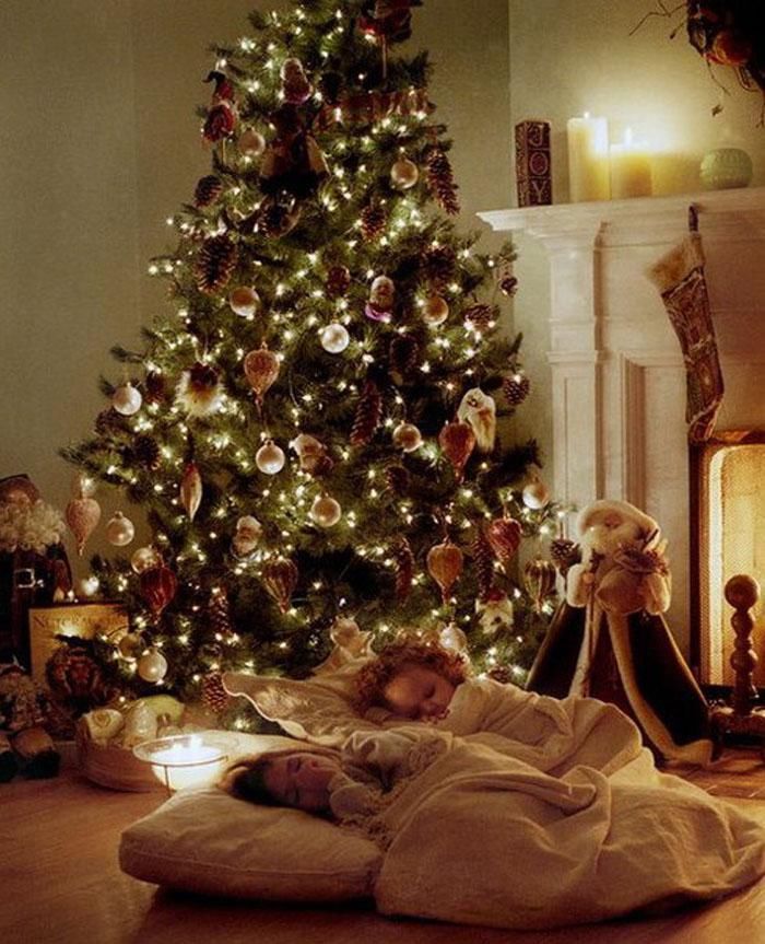 Children Sleeping By The Christmas Tree Pictures, Photos, and Images