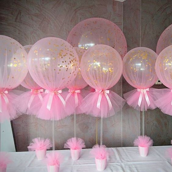 pink and gold balloons baby shower