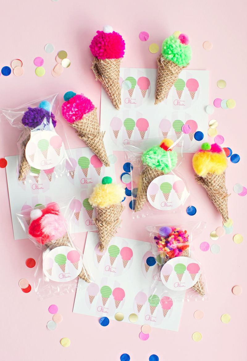 Cute Mini Pom Pom Ice Cream Cone Party Favors Pictures, Photos, and