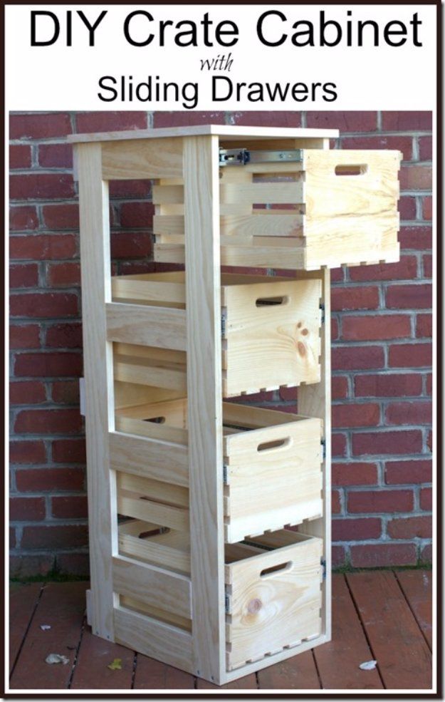 Diy Crate Cabinet With Sliding Drawers Pictures Photos And
