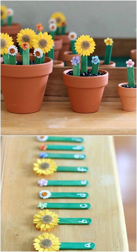 DIY Alphabet Flower Garden With Popsicle Stick Stems Pictures, Photos