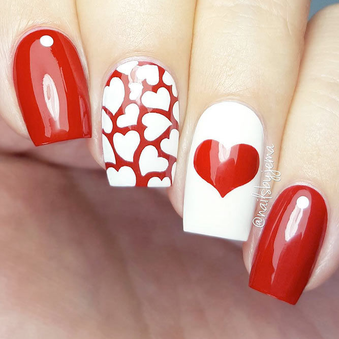 Red And White Heart Nails Pictures, Photos, and Images for Facebook, Tumblr, Pinterest, and Twitter