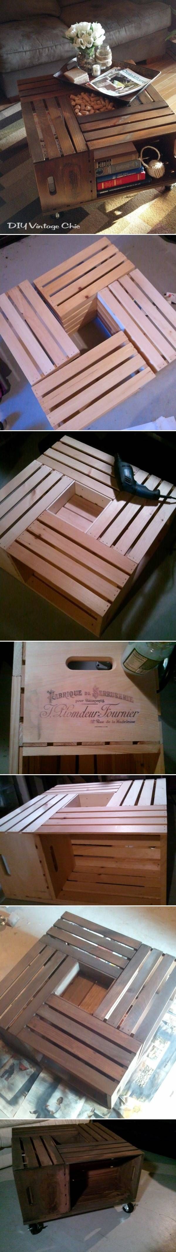 DIY Wine Crate Table DIY Wine Crate Table