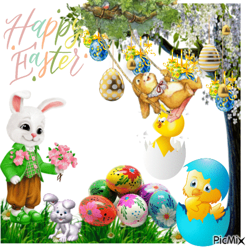 Swinging Bunny Happy Easter Gif Pictures, Photos, and Images for