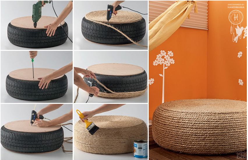 How To Turn A Tire Into An Ottoman Pictures, Photos, and Images for