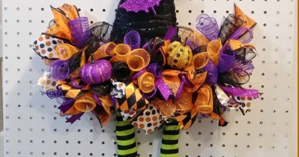 DIY Dollar Tree Witch's Hat Wreath For Halloween