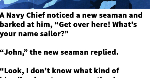 Angry Navy Chief screams at sailor, but didn't expect 