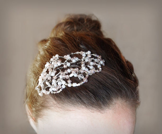 Vintage inspired beaded hair clip