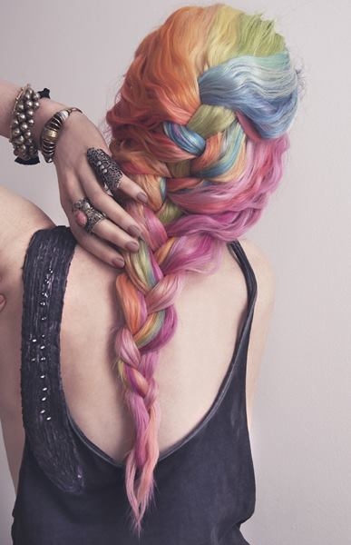 Rainbow vintage braided hair