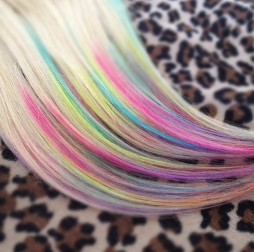 Colorful streaks of hair