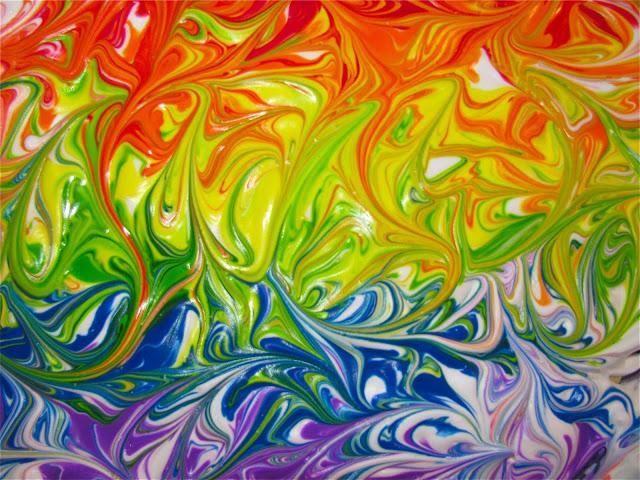 Shaving cream marbled rainbows