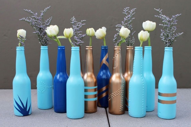 Beer bottle bud vases