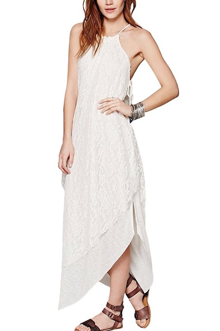 Women's Fashion Sexy Halter Sleeveless Lace Maxi 