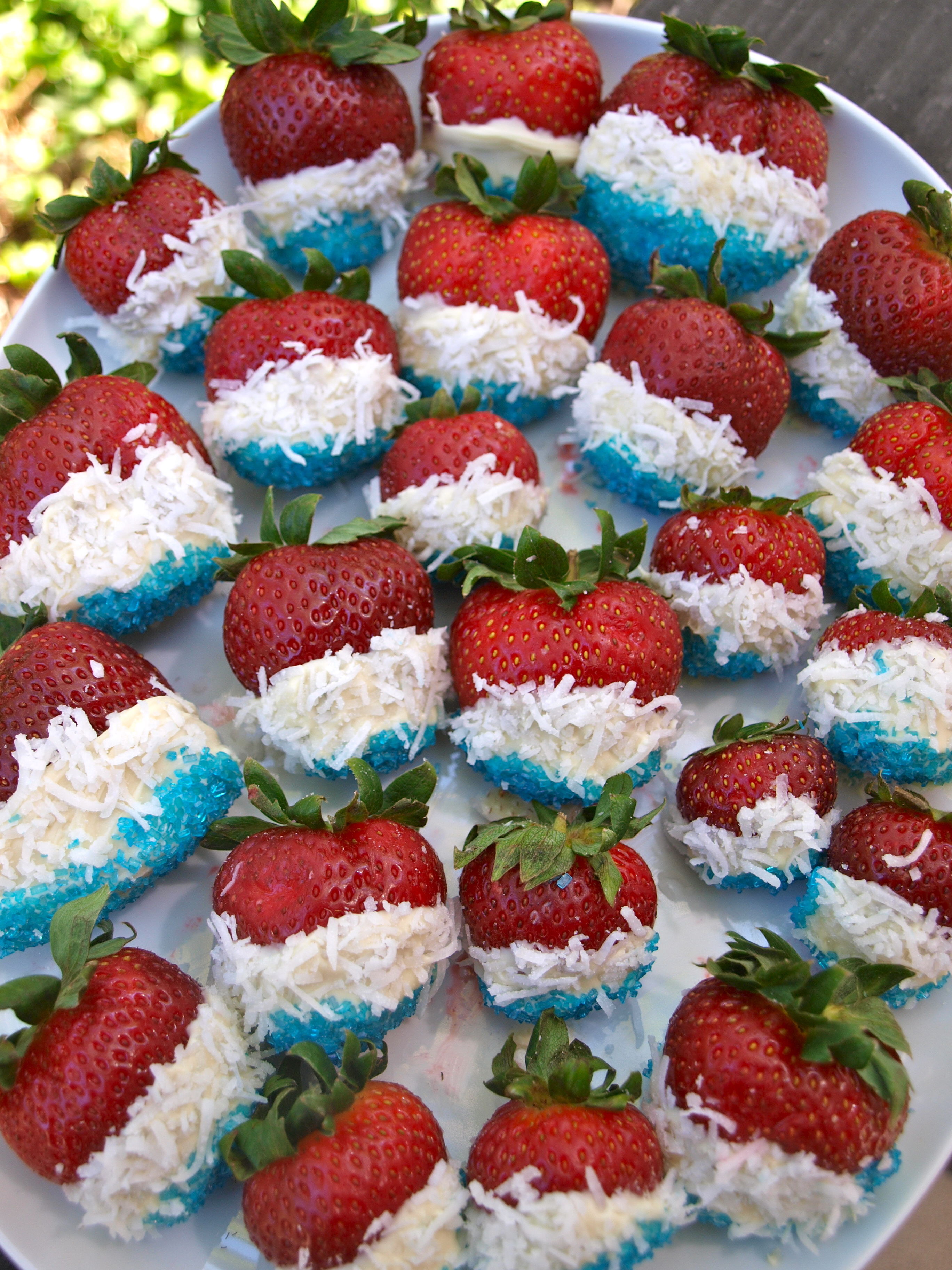 July 4th Coconut Sprinkled Strawberries