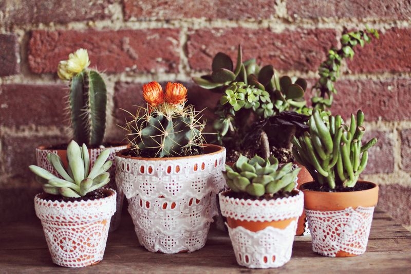 Pretty Lace Flower Pots