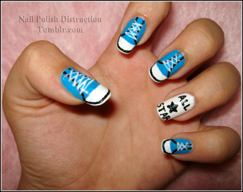 Blue sneaker nails Blue sneaker nails