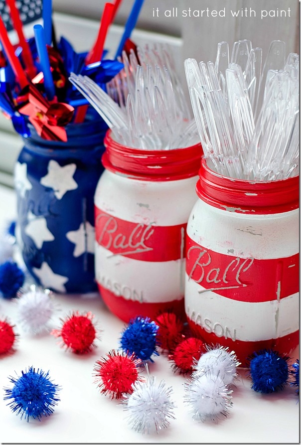 Red, white and blue mason jars Red, white and blue mason jars