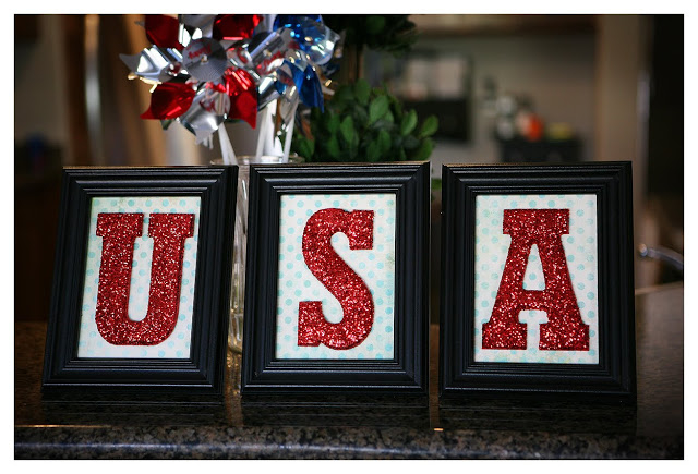 Framed glitter letters