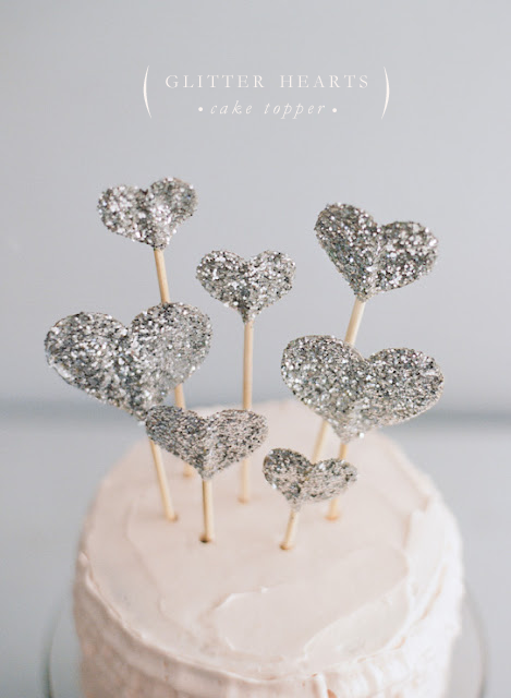 Glitter hearts cake topper