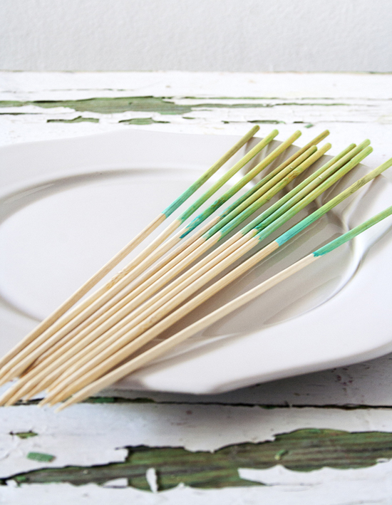 DIY Ombre Dip Dyed Party Skewers