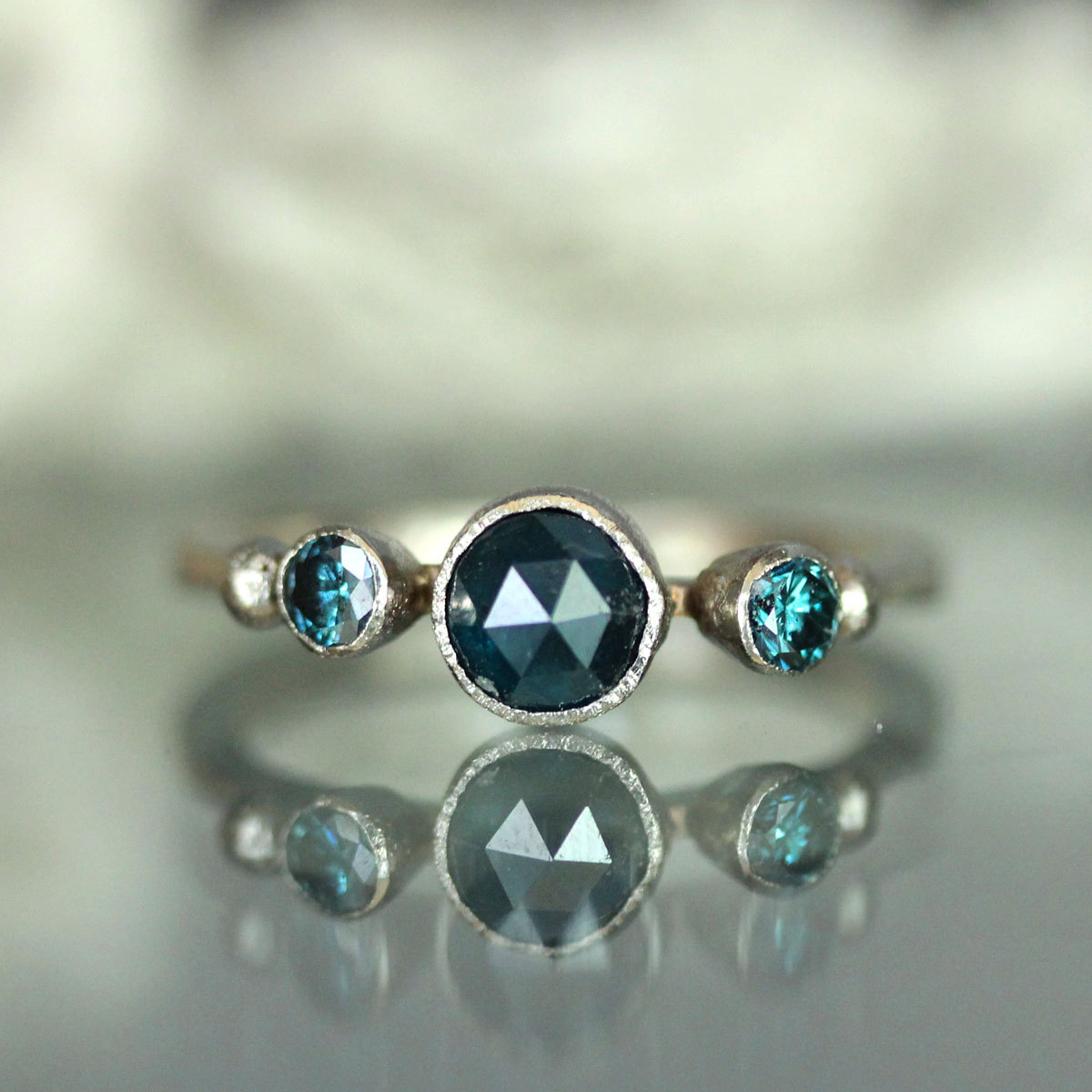 Blue rose cut diamond ring Blue rose cut diamond ring