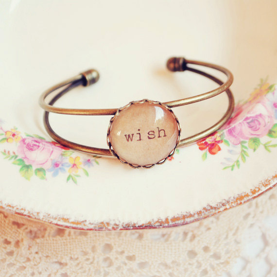 Antique bronze wish bracelet