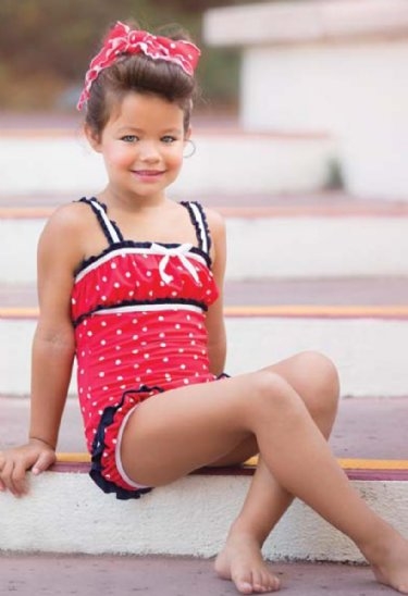 Cute Red Nautical Little Miss Swimsuit Cute Red Nautical Little Miss Swimsuit