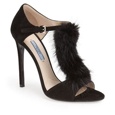 Prada Fur Trimmed Sandal Prada Fur Trimmed Sandal