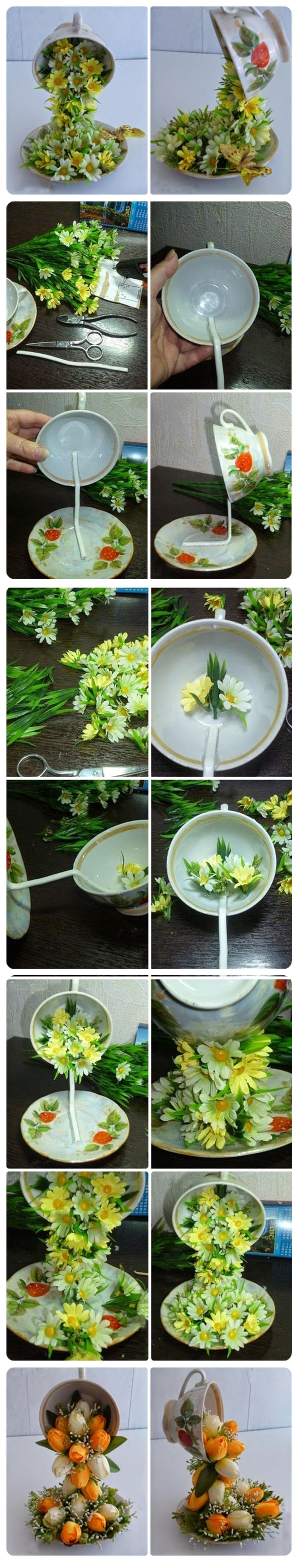DIY Topiary Flower Flying Cup Decor DIY Topiary Flower Flying Cup Decor