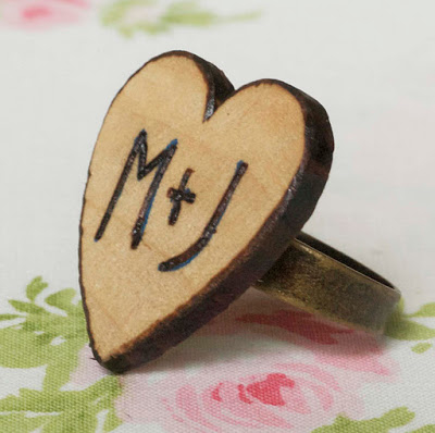 Wood burned heart ring DIY Wood burned heart ring DIY