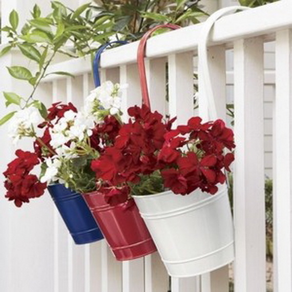 Red, White & Blue Bucket Planters