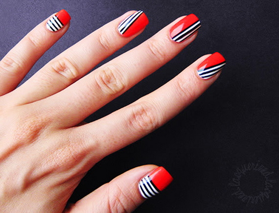 Red, White & Blue Striped Nails Red, White & Blue Striped Nails