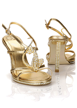 Gold Glitter High Heel Sandals