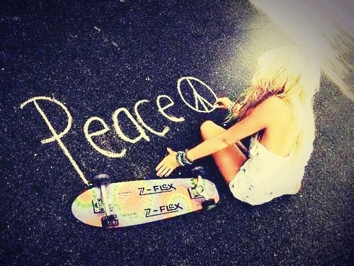 Girl writing peace