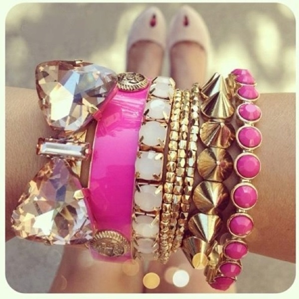 Pink & Gold Bracelets