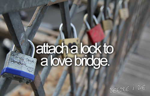 Attach a lock to a love bridge Attach a lock to a love bridge